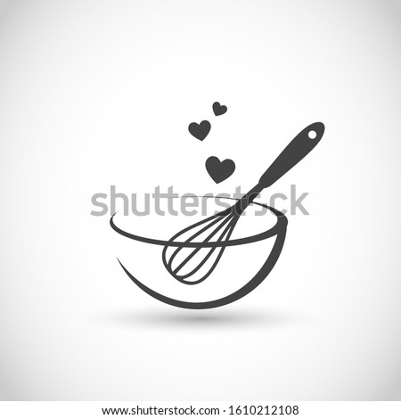 Cute vector illustration - hand beater with a bowl