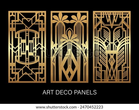 Art Deco Roaring Twenties, Gatsby's Style Set of Gold Panels vector