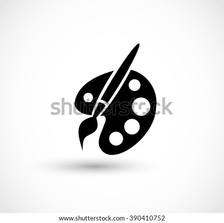 Paint brush with palette icon vector
