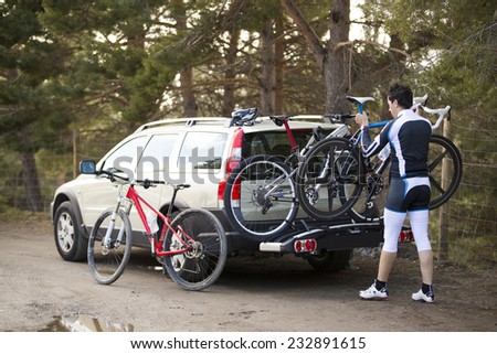 Bikes Loaded on the Back of a Van