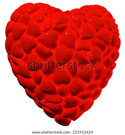 Heart of  hearts Larger heart made of smaller hearts. With clipping path.