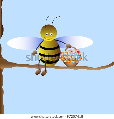 Cute cartoon bee.Vector illustration