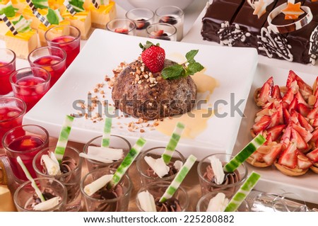 Varieties of Christmas desserts on a table close up