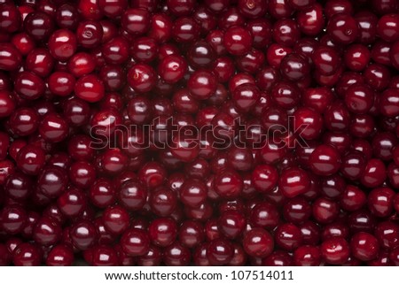 red cherry background, cherries without stems, natural texture