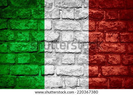 flag of Italy or Italian banner on brick texture