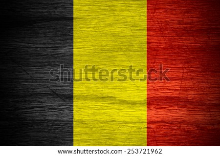 Belgium flag or Belgian banner on wooden texture