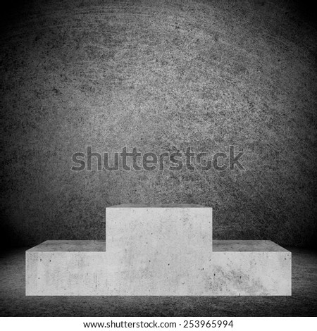 podium on gray wall background or stand for winner