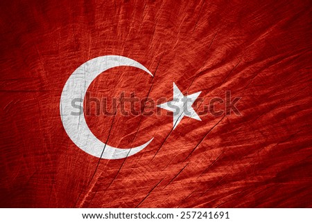 Turkey flag or Turkish banner on wooden texture