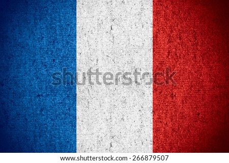 flag of France or French banner on rough pattern texture