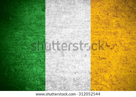 flag of Ireland or Irish banner on old metal texture background