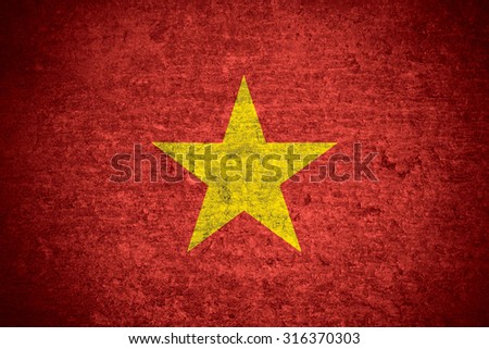 flag of Vietnam or Vietnamese banner on old metal texture background