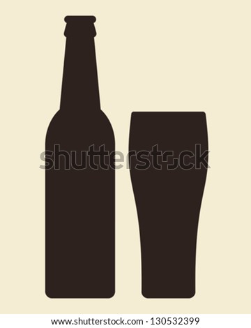 Bottle and glass of beer - vector illustration