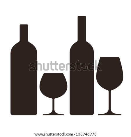 Bottles and glasses of alcohol