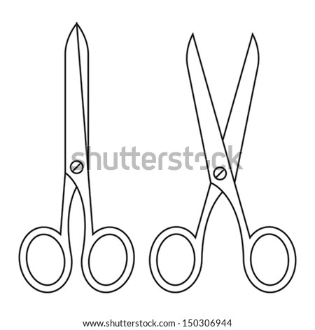 Open and closed scissors isolated on a white background