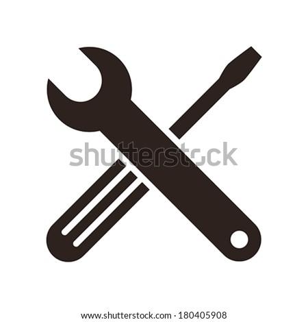 Wrench and screwdriver icon isolated on white background