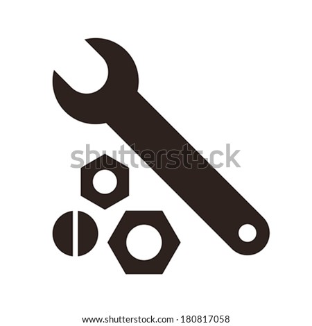 Wrench, nuts and bolt icon isolated on white background