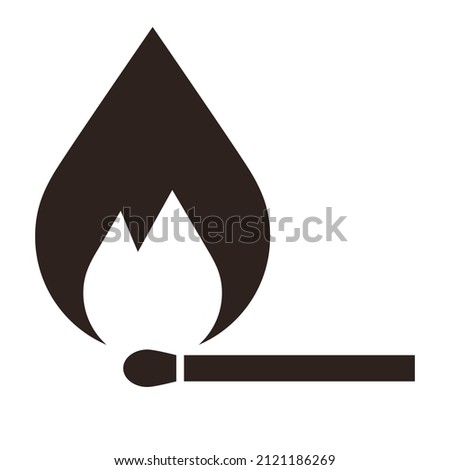 Burning matchstick, fire match, matchstick on fire, isolated on white background