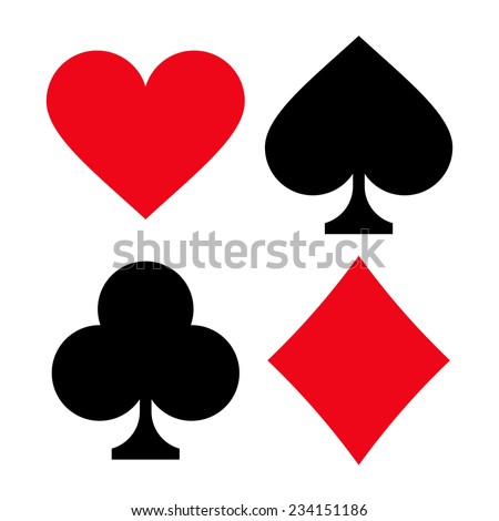 Set of playing card suits isolated on white background