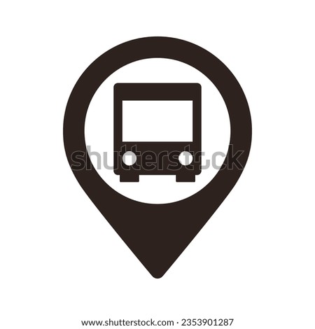 Bus station map pin. Bus station location pin. GPS bus location symbol for apps and websites isolated on white background