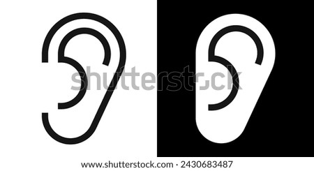 Ear icon set, hearing symbol