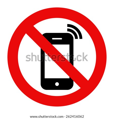 Mobile Phone prohibited. No cell phone sign isolated on white background