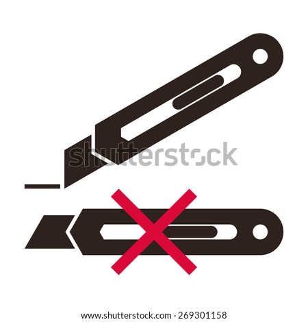 Cutter knife. Packing sign isolated on white background ストックフォト © 