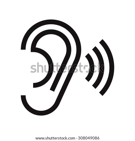 Ear icon. Hearing symbol isolated on white background