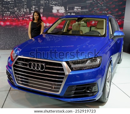 TORONTO-FEBRUARY 12: at the 2015 Canadian International Auto Show  Audi Q7 Quatro represents benchmark in fuel efficiency, height - weight ratio, fuel efficiency and weight in its class