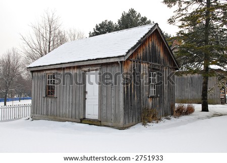 Wooden barn in Winter
