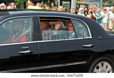 TORONTO-JULY 06: Thousands of people gathered to bid Queen Elizabeth and Prince Philip farewell as they ended their nine day Canadian tour in Toronto, July 06, 2010