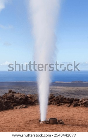 Similar – Image, Stock Photo Landscape in Timanfaya National Park. Lanzarote. Canary Islands. Spain.