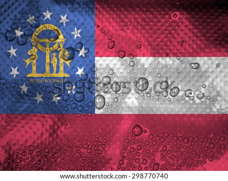 water drops on Georgia State flag background