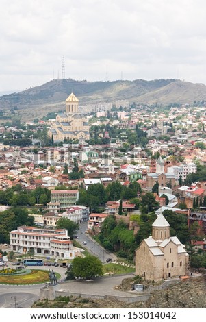 TBILISI, GEORGIA -August 7:Top view of Tbilisi. August 7, 2013. Tbilisi is the capital of Georgia