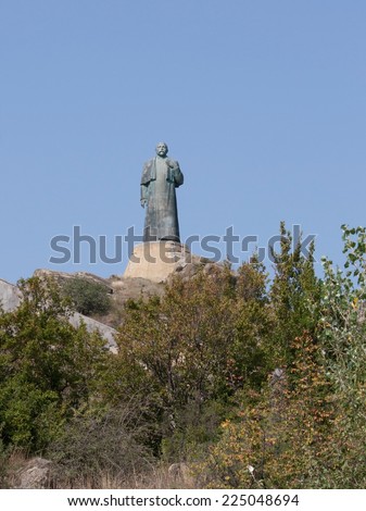 GEORGIA - August 17, 2013:The monument to the outstanding Georgian public figure and writer Ilia Chavchavadze in Saguramo, near Tbilisi