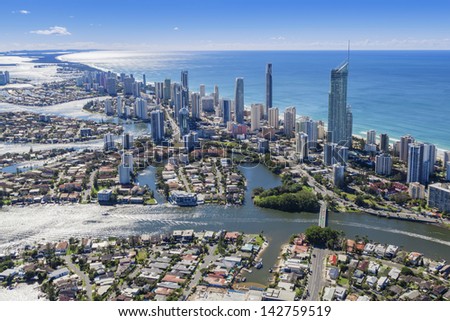 Aerial view of Surfers Paradise, Queensland, Australia