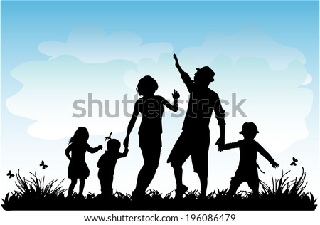 Family Silhouettes Stock Vector 196086479 : Shutterstock