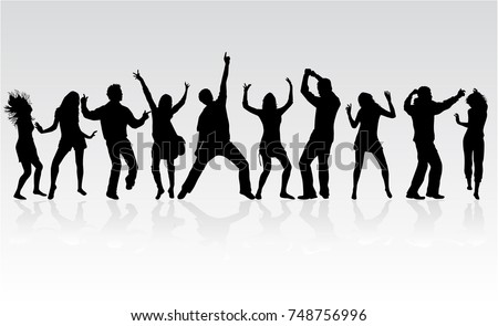 Dancing people silhouettes. Vector work.