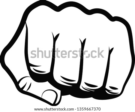 isolated clenched fist - line art illustration