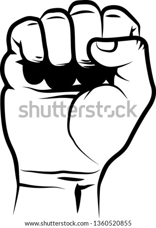 isolated clenched fist - line art illustration