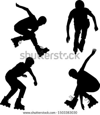 Inline roller skater silhouettes - vector illustration