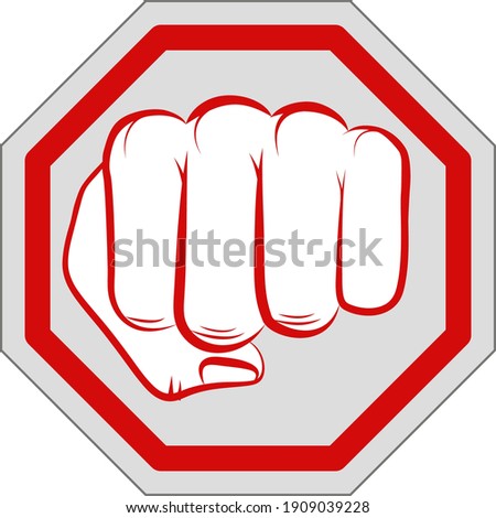 clenched fist on octagon shape