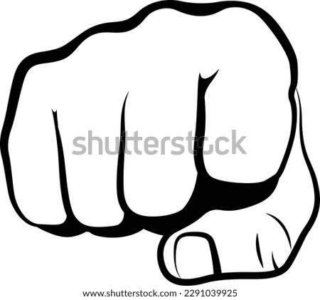 isolated clenched fist - line art illustration