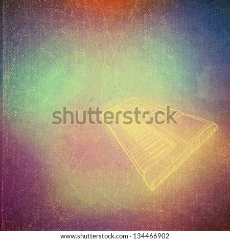 vintage paper texture, art music background, synthesizer, piano