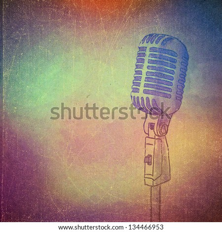 vintage paper texture, art music background, microphone