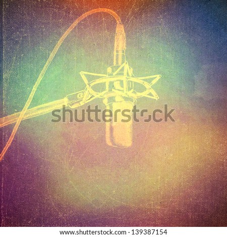 vintage paper texture, art music background, microphone