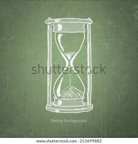 school sketches hourglasses on blackboard, vector background