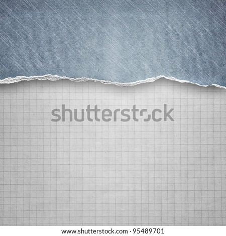 riped denim cardboard on cell paper background