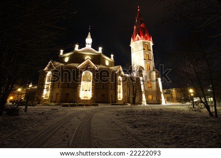 winter Alexander cathedral at night