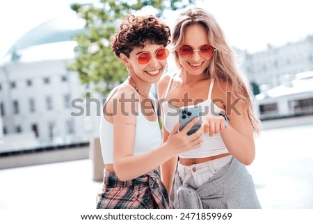 Similar – Image, Stock Photo Cheerful young woman in eyeglasses