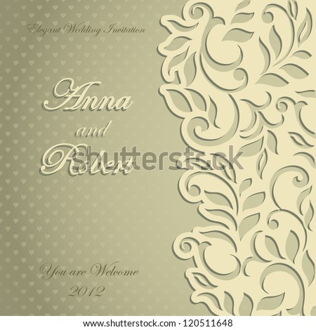 Elegant stylish Wedding Invitation, floral-lace design